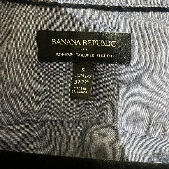 Banana Republic Light Blue Non-Iron Tailored Slim Fit Dress Shirt Small EUC S 14 - Picture 3 of 5